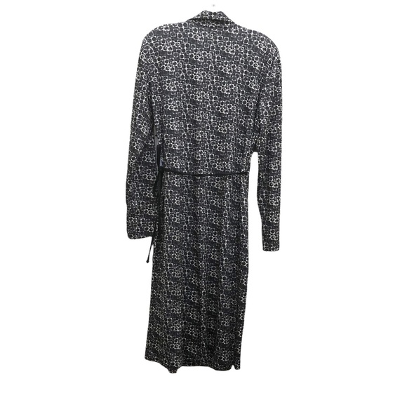 Crossing Pointe W Size 12MS Black/White/Gray Geometric Long Sleeve Wrap Dress - Picture 2 of 13
